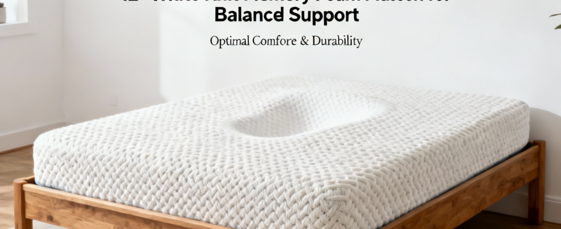 12″ White Knit Memory Foam Mattress for Balanced Support