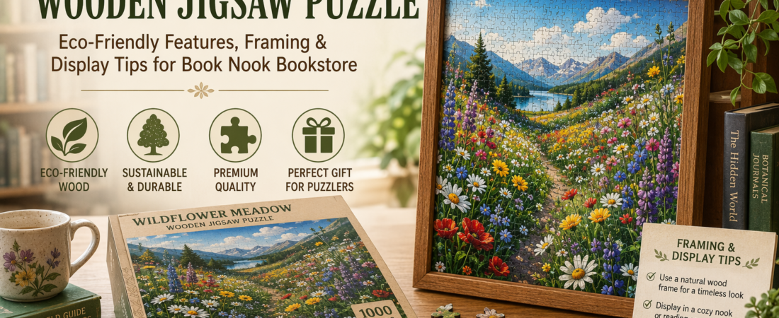 Wildflower Meadow Wooden Jigsaw Puzzle: Eco-Friendly Features, Framing & Display Tips for Book Nook Bookstore