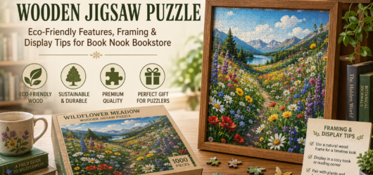 Wildflower Meadow Wooden Jigsaw Puzzle: Eco-Friendly Features, Framing & Display Tips for Book Nook Bookstore