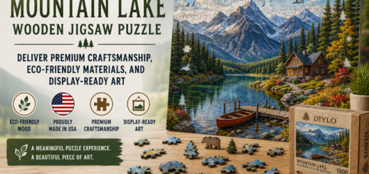 How USA made puzzles like the Mountain Lake Wooden Jigsaw Puzzle deliver premium craftsmanship, eco-friendly materials, and display-ready art